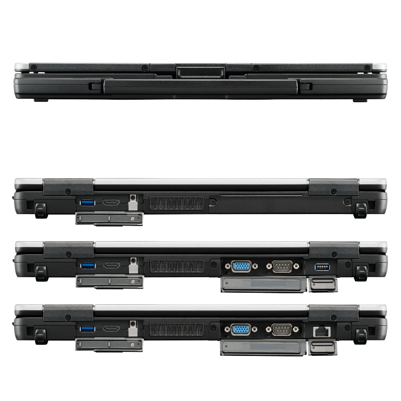 NOTEBOOTICA Toughbook FZ55-MK1 HD Toughbook FZ55 Full-HD - FZ55 HD assemblé sur mesure - Face avant et face arrière (baie modulaire arrière)
