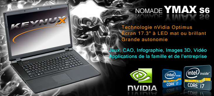 Keynux Ymax S6 - Clevo W170HR Intel Core i7, directX 11 ou Quadro FX