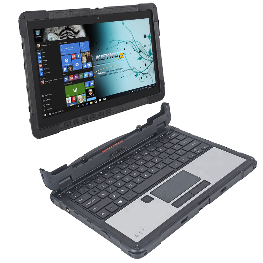 Tablette KX-11X - Tablet-PC 2-en1 tactile durci militarisée IP65 incassable, étanche, très grande autonomie - KX-11X - NOTEBOOTICA